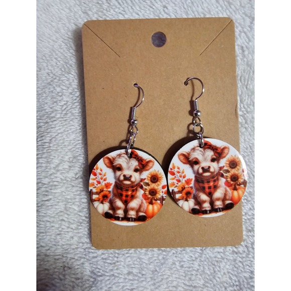Handmade Fall Cow Earrings Cute Farm‎ Animal Earrings Autumn Earrings - Picture 1 of 1